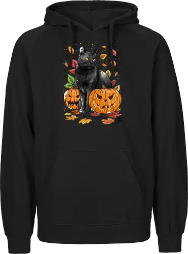 Cat Leaves and Pumpkins