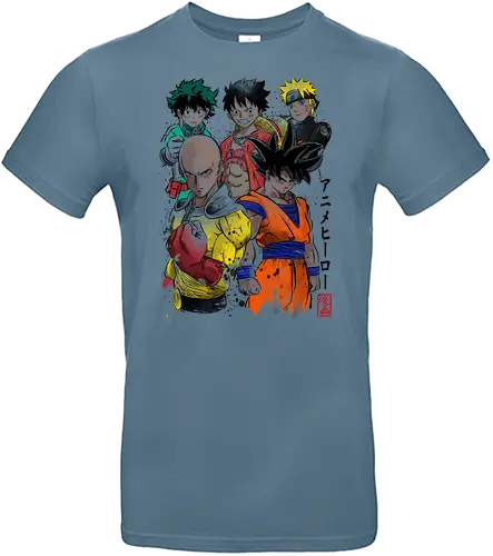 Anime Heroes - anime, mashup, heroes, ninja, pirate, one - Standard T-Shirt