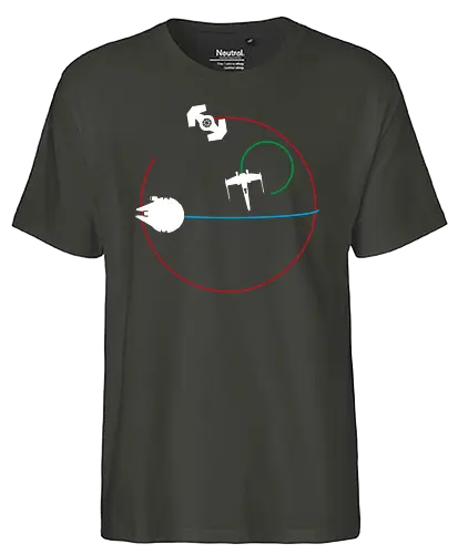 Neon Space Battle - neon, Space battle, scifi, space opera, spaceship - Fairtrade T-Shirt