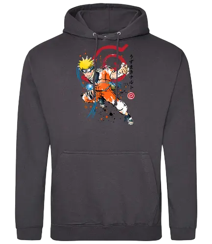 Fury of the Rasengan - anime, manga, shinobi, ninja, sumi-e - Standard Hoodie