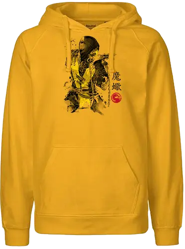 Fire Warrior sumi-e - gaming, movie, warrior, martial arts, combat, mortal, bt em up - Fairtrade Hoodie