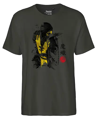 Fire Warrior sumi-e - gaming, movie, warrior, martial arts, combat, mortal, bt em up - Fairtrade T-Shirt