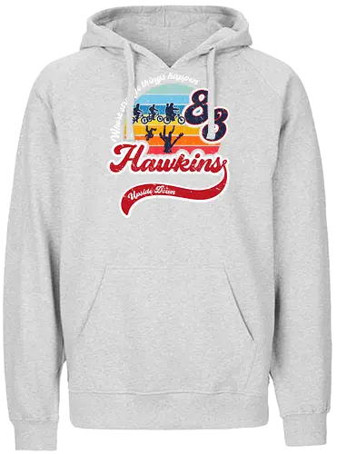 Strange thing happen - tv, retro, 83, 80s, 80er, stranger, things, hawkins, Upside down - Fairtrade Hoodie