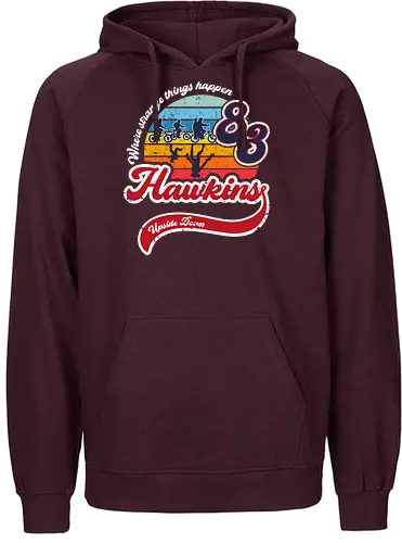 Strange thing happen - tv, retro, 83, 80s, 80er, stranger, things, hawkins, Upside down - Fairtrade Hoodie