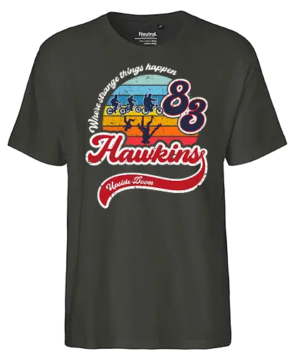 Strange thing happen - tv, retro, 83, 80s, 80er, stranger, things, hawkins, Upside down - Fairtrade T-Shirt
