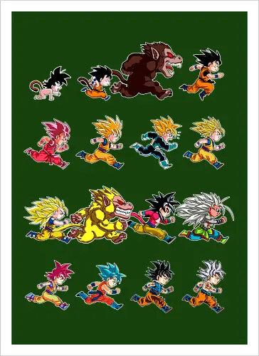 Marathon - anime, dbz, son goku, manga - Kunstdruck