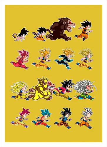 Marathon - anime, dbz, son goku, manga - Kunstdruck