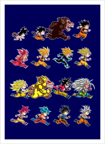 Marathon - anime, dbz, son goku, manga - Kunstdruck