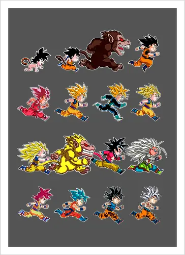 Marathon - anime, dbz, son goku, manga - Kunstdruck