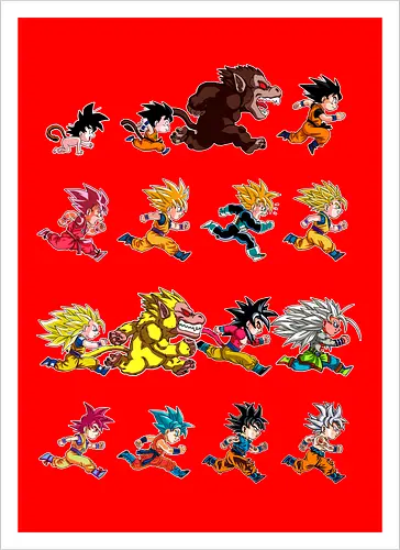 Marathon - anime, dbz, son goku, manga - Kunstdruck
