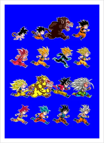 Marathon - anime, dbz, son goku, manga - Kunstdruck