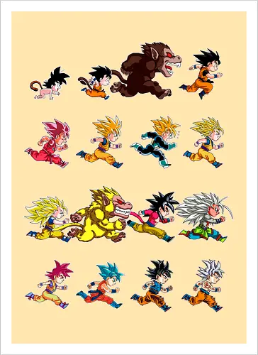 Marathon - anime, dbz, son goku, manga - Kunstdruck