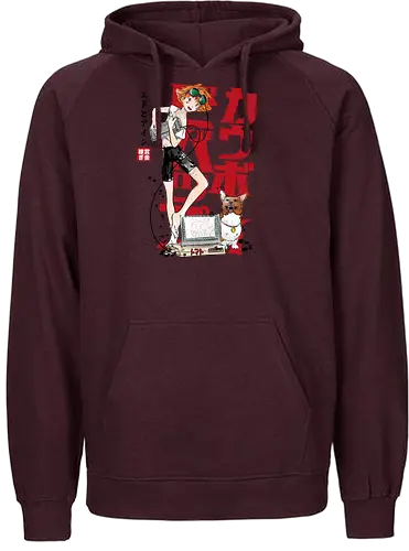 Ed and Ein sumi-e - anime, corgi, space cowboy, cowboy, bounty hunter - Fairtrade Hoodie