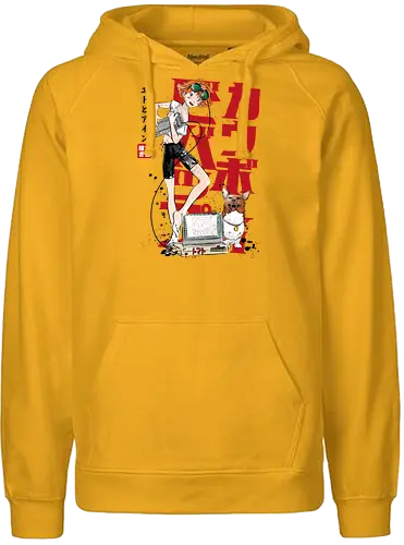 Ed and Ein sumi-e - anime, corgi, space cowboy, cowboy, bounty hunter - Fairtrade Hoodie