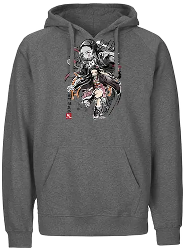 Demon Nezuko sumi-e - demon, slayer, Nezuko, anime, manga - Fairtrade Hoodie