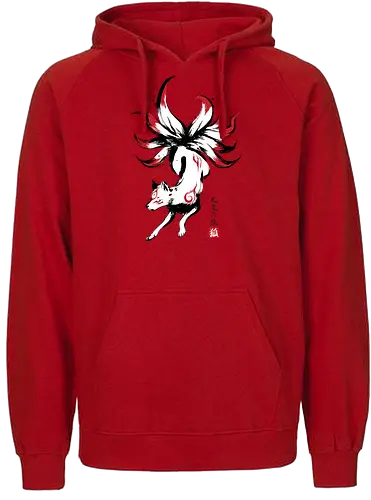 Kyubi no kitsune sumi-e - okami, kyubi, kitsune, fox, fuchs, japan - Fairtrade Hoodie