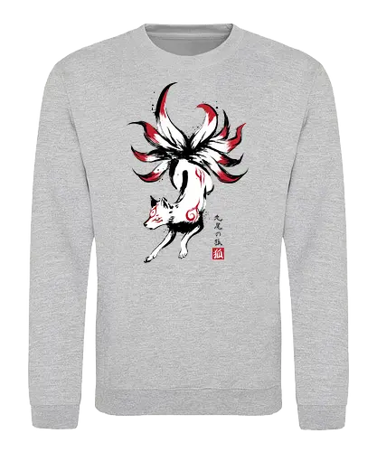 Kyubi no kitsune sumi-e - okami, kyubi, kitsune, fox, fuchs, japan - Sweatshirt
