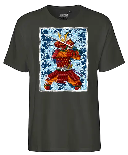 Samurai battling under the Tsunami - samurai, tsunami, japan, battle - Fairtrade T-Shirt
