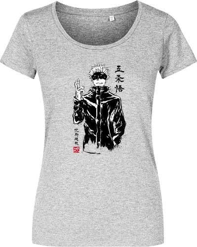 Satoru Gojo sumi-e - jujutsu, kaisen, gojo, anime, manga - Damen T-Shirt