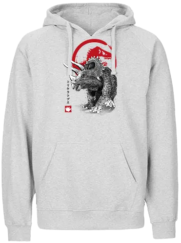 Triceratops sumi e - jurassic, dinosaur - Fairtrade Hoodie