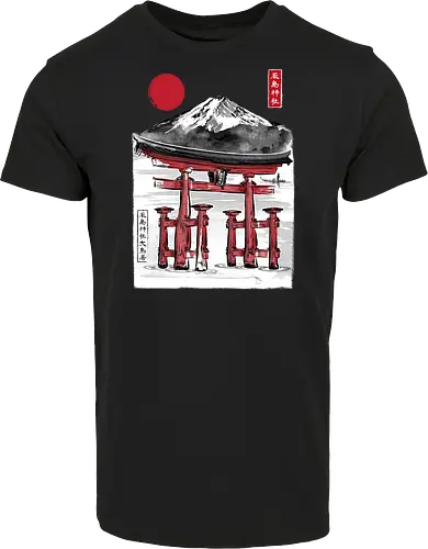 Torii of Itsukushima Shrine sumi e