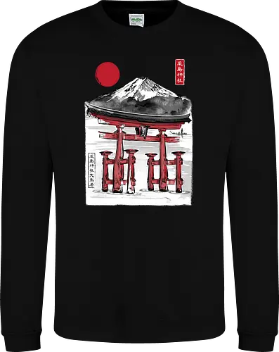 Torii of Itsukushima Shrine sumi e