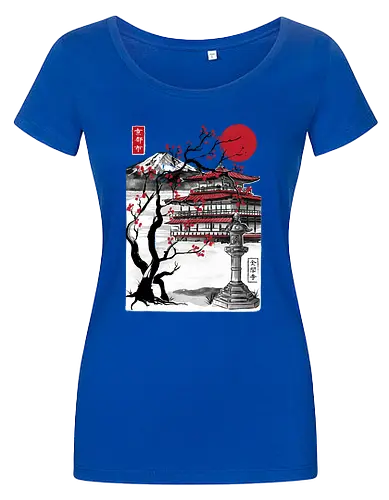 Temple of the Golden Pavilion sumi e - japan, sumi-e, shrine, temple, art - Damen T-Shirt