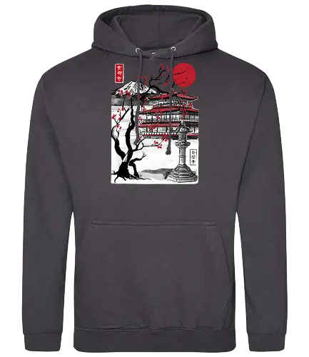 Temple of the Golden Pavilion sumi e - japan, sumi-e, shrine, temple, art - Standard Hoodie