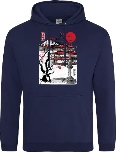 Temple of the Golden Pavilion sumi e - japan, sumi-e, shrine, temple, art - Standard Hoodie
