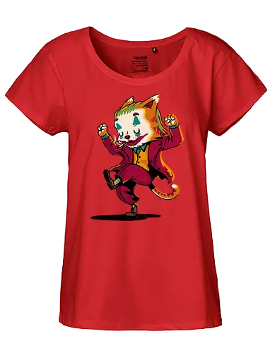 Joker Cat - katze, clown, Serious, dancing, comic, antagonist - Fairtrade Girl Shirt