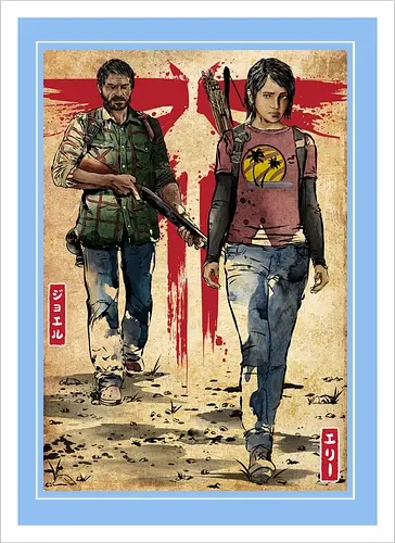 Joel and Ellie woodblock