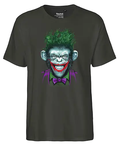 Monkey Business - ape, chimpanzee, schimpanse, clown, horror, joke, mashup - Fairtrade T-Shirt