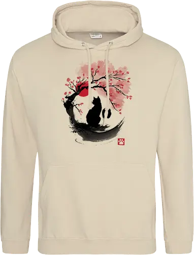 Sakura cat sumi e - sakura, hanami, cat, katze - Standard Hoodie