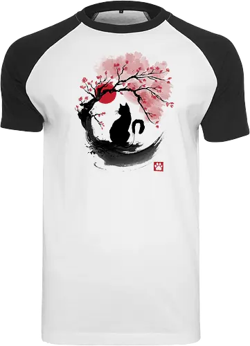 Sakura cat sumi e - sakura, hanami, cat, katze - Raglan T-Shirt