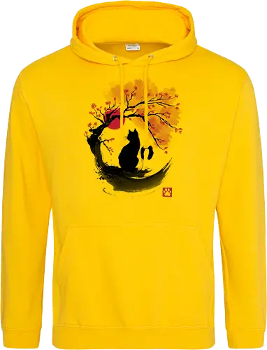 Sakura cat sumi e - sakura, hanami, cat, katze - Standard Hoodie