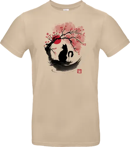 Sakura cat sumi e - sakura, hanami, cat, katze - Standard T-Shirt