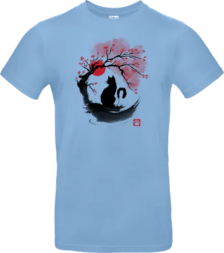 Sakura cat sumi e - sakura, hanami, cat, katze - Standard T-Shirt