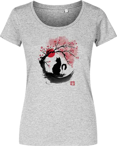 Sakura cat sumi e - sakura, hanami, cat, katze - Damen T-Shirt