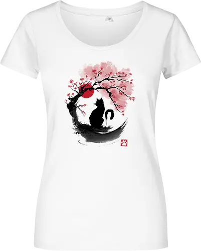Sakura cat sumi e - sakura, hanami, cat, katze - Damen T-Shirt