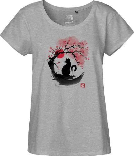 Sakura cat sumi e - sakura, hanami, cat, katze - Fairtrade Girl Shirt