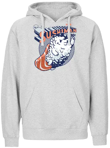 Sushiman - sushi, superhero, hero, comic, food, salmon - Fairtrade Hoodie