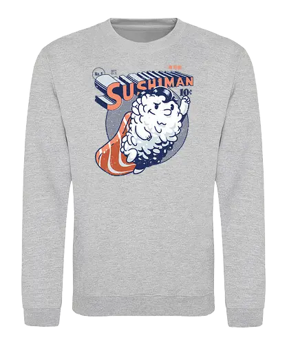 Sushiman - sushi, superhero, hero, comic, food, salmon - Sweatshirt