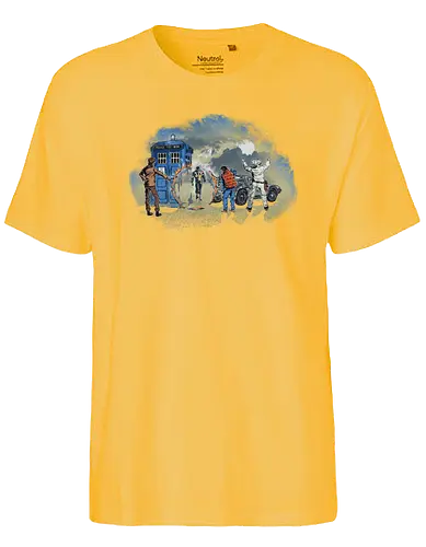 Somewhere in Time - timetravel, time, timolord, tardis, future, back, mcfly, doc, mashup, robot - Fairtrade T-Shirt