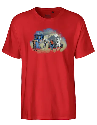 Somewhere in Time - timetravel, time, timolord, tardis, future, back, mcfly, doc, mashup, robot - Fairtrade T-Shirt