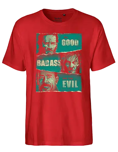 The Good, The Badass and the Evil - walking, zombie, horror, serie, good, bad, ugly, western, mashup, dd - Fairtrade T-Shirt