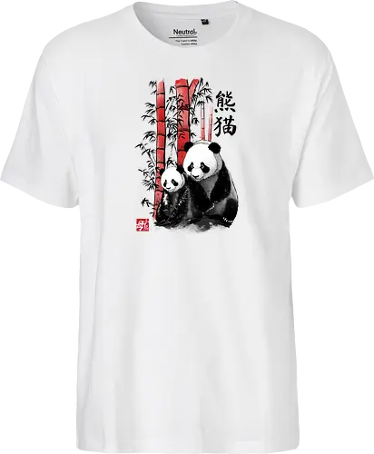 Panda and cub sumi e