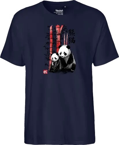 Panda and cub sumi e