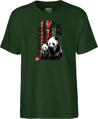 Panda and cub sumi e