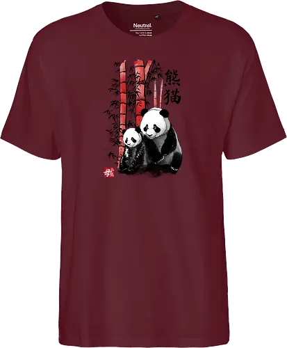 Panda and cub sumi e