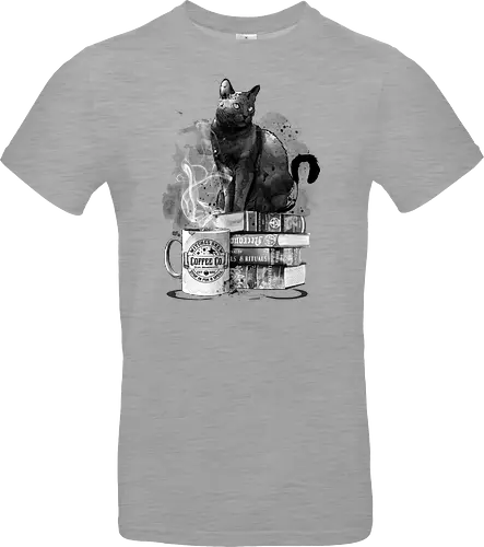 Cat books and coffee